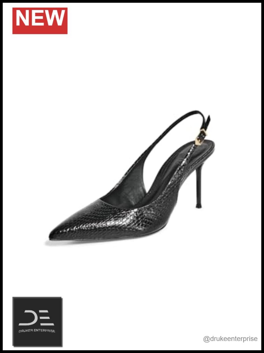 Snake Embossed Patent Leather Slingback Pumps with Stiletto Heel